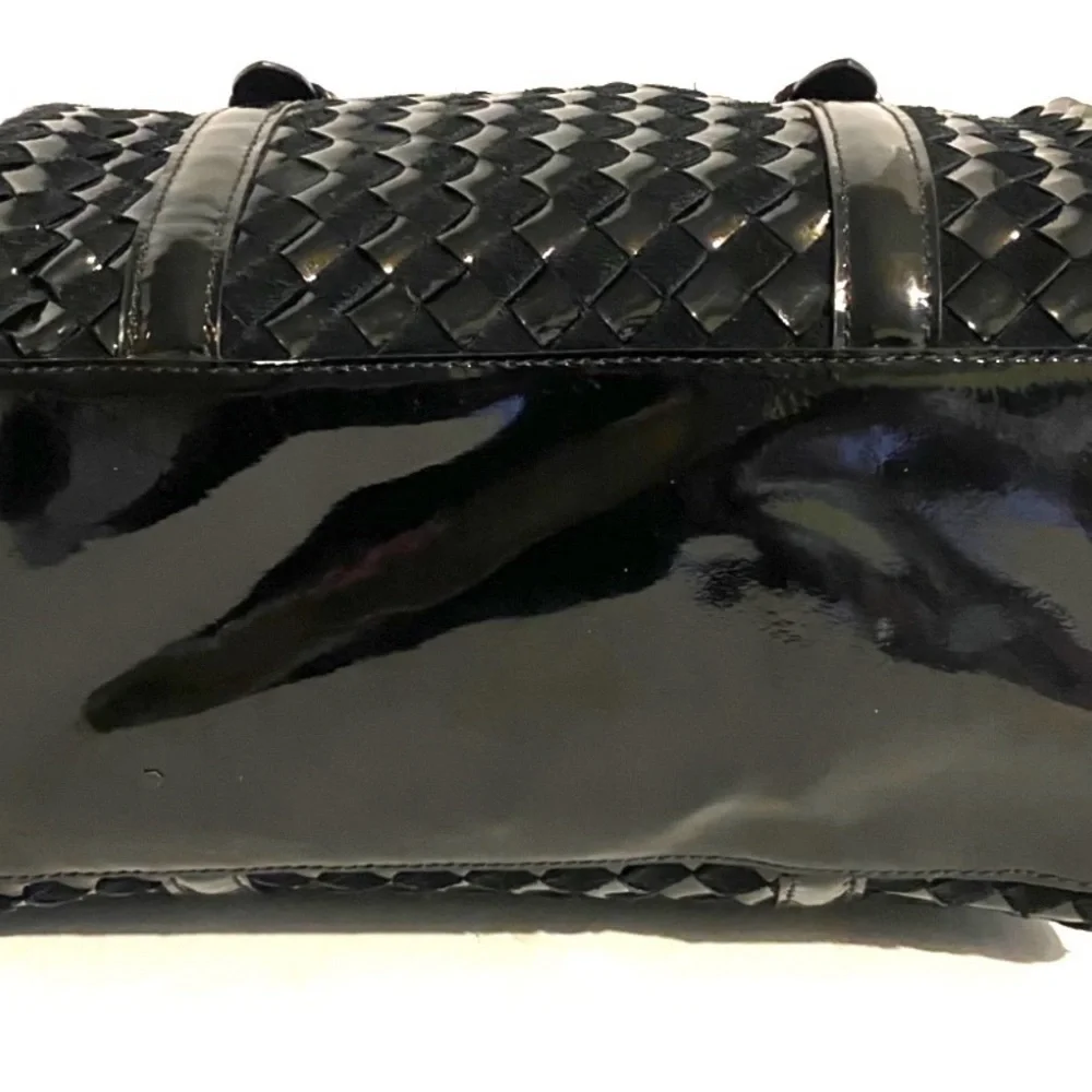 Cole Haan Black Woven patent Leather Tote Bag